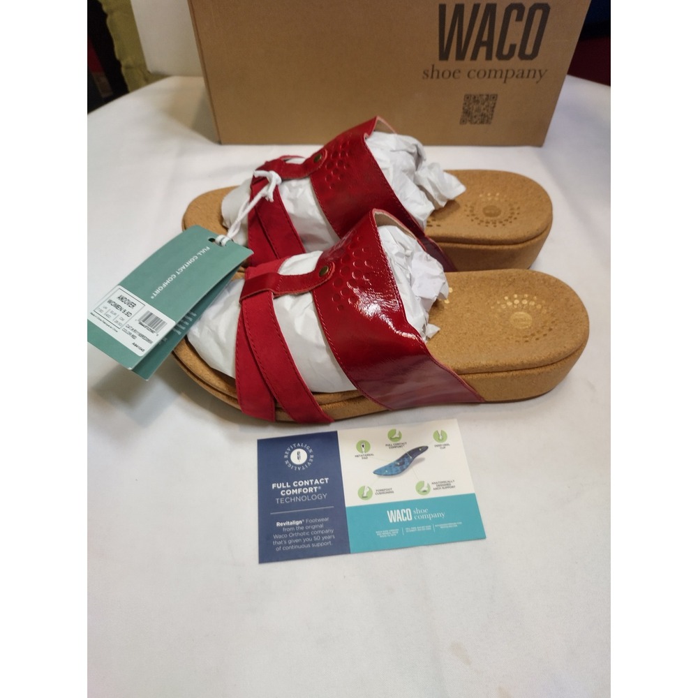 Revitalign Waco Shoe Co Andover Red Orthotic Slide Sandals Womens 9.5D RV1165RED